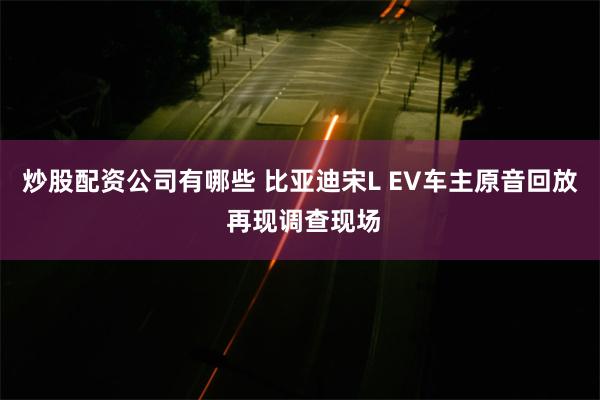 炒股配资公司有哪些 比亚迪宋L EV车主原音回放 再现调查现场