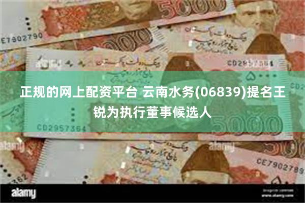 正规的网上配资平台 云南水务(06839)提名王锐为执行董事候选人