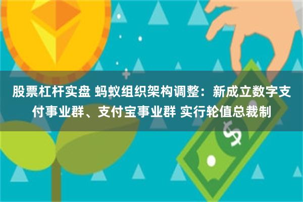 股票杠杆实盘 蚂蚁组织架构调整：新成立数字支付事业群、支付宝事业群 实行轮值总裁制